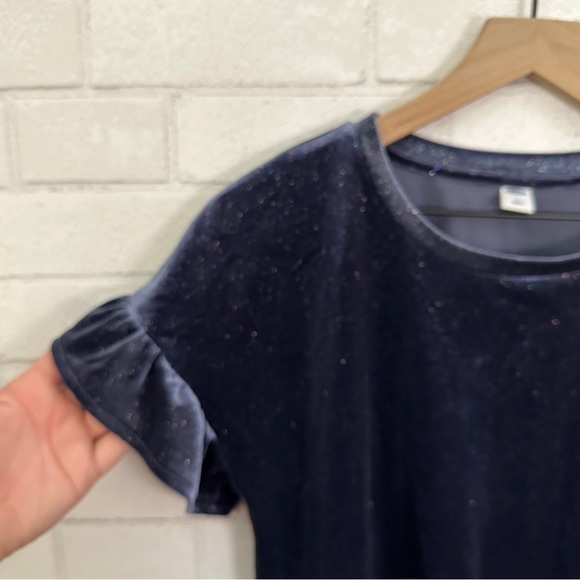 OLD NAVY Blue Sparkle Velvet Ruffle Sleeve Top - Picture 6 of 9